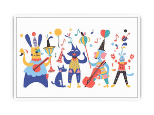 Whimsical animal band artwork for nursery and kids room decor
