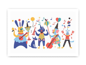 Whimsical animal band artwork for nursery and kids room decor