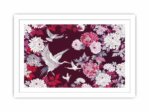 crane floral canvas art for elegant living room or bedroom decor.