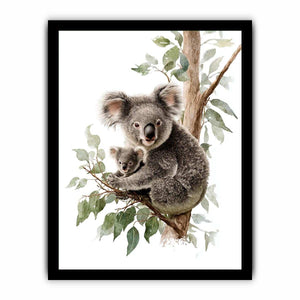 Watercolor koala and baby canvas art for nursery or kids room decor.
