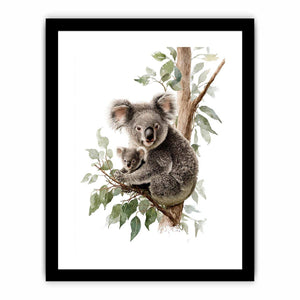 Watercolor koala and baby canvas art for nursery or kids room decor.