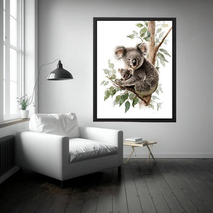 Watercolor koala and baby canvas art for nursery or kids room decor.
