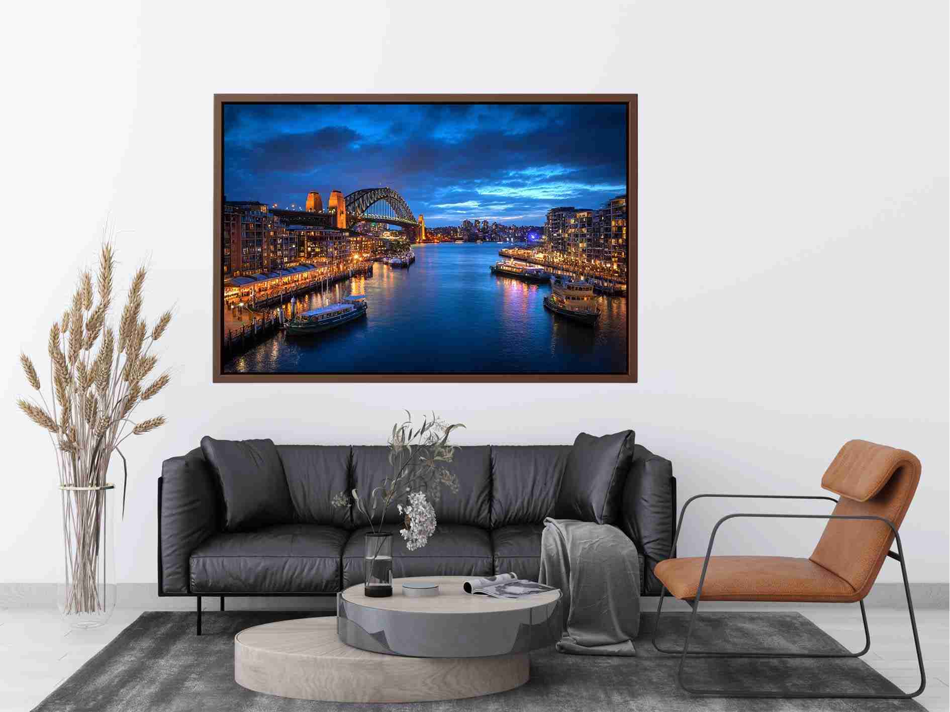 Sydney Harbour canvas photography for modern office wall decor.
