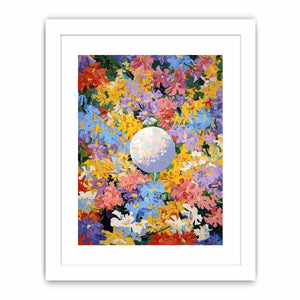 Colorful floral moon canvas art for joyful modern bedroom wall decor.