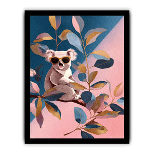 Cute koala illustration canvas art with sunglasses for kids room decor.