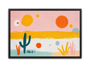 Playful abstract cactus canvas art for colorful kids room decor.