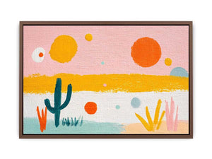 Playful abstract cactus canvas art for colorful kids room decor.