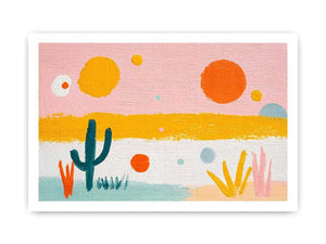 Playful abstract cactus canvas art for colorful kids room decor.
