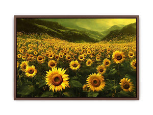 sunflower valley landscape canvas art for a calm modern living room.