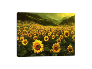sunflower valley landscape canvas art for a calm modern living room.