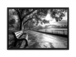 Black and white Sydney harbour photography for office wall decor.