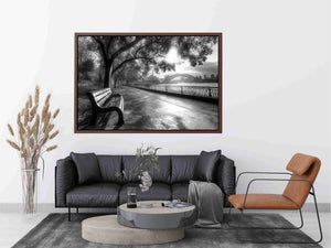 Black and white Sydney harbour photography for office wall decor.