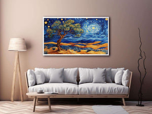 desert moon landscape canvas art for living room wall decor.