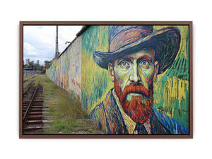 Colorful expressionist portrait mural artwork for creative office decor.