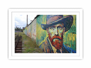 Colorful expressionist portrait mural artwork for creative office decor.