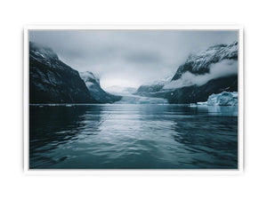 Glacier fjord photography artwork for modern office decor.