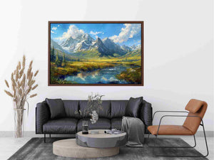 Colorful mountain valley painting for modern living room wall art