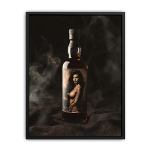 Luxury bottle photography with dramatic mood for modern home bar decor