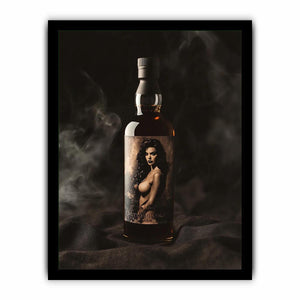 Luxury bottle photography with dramatic mood for modern home bar decor