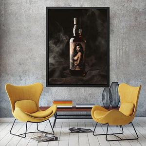 Luxury bottle photography with dramatic mood for modern home bar decor