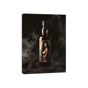 Luxury bottle photography with dramatic mood for modern home bar decor