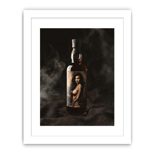 Luxury bottle photography with dramatic mood for modern home bar decor