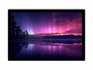 Aurora reflection photography above lake for serene bedroom decor