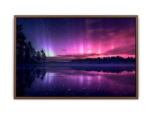 Aurora reflection photography above lake for serene bedroom decor