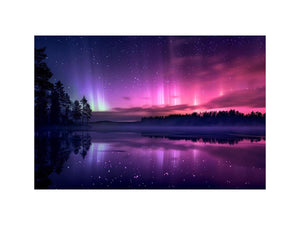 Aurora reflection photography above lake for serene bedroom decor