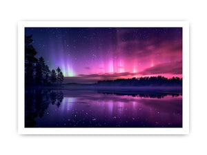 Aurora reflection photography above lake for serene bedroom decor
