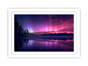 Aurora reflection photography above lake for serene bedroom decor