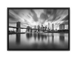 Black and white city skyline photography for modern office wall art