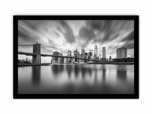 Black and white city skyline photography for modern office wall art