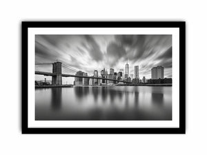 Black and white city skyline photography for modern office wall art