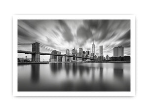 Black and white city skyline photography for modern office wall art