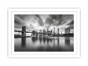 Black and white city skyline photography for modern office wall art