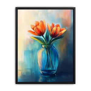 Modern tulip floral painting in vase for elegant bedroom decor
