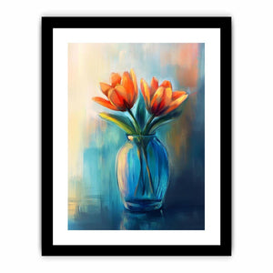 Modern tulip floral painting in vase for elegant bedroom decor