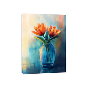 Modern tulip floral painting in vase for elegant bedroom decor