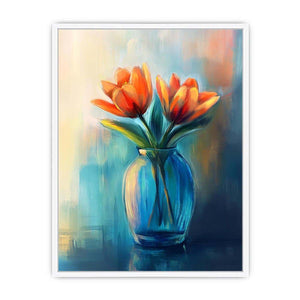 Modern tulip floral painting in vase for elegant bedroom decor
