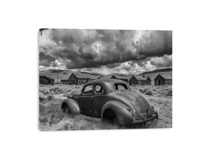 Vintage abandoned car photography for rustic office wall decor