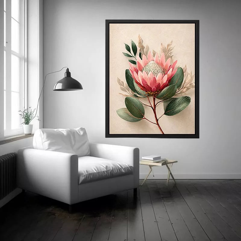 Minimalist Botanical Flower Soft Blush Petals – Floral Wall Art Canvas
