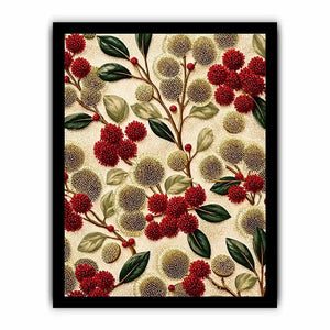 botanical floral pattern wall art, red flower luxury canvas, vintage floral print design, elegant botanical decor artwork
