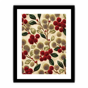 botanical floral pattern wall art, red flower luxury canvas, vintage floral print design, elegant botanical decor artwork