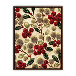 botanical floral pattern wall art, red flower luxury canvas, vintage floral print design, elegant botanical decor artwork