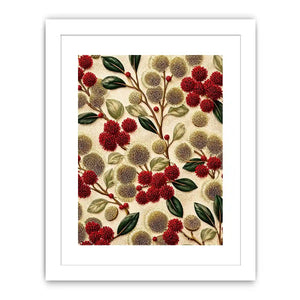 botanical floral pattern wall art, red flower luxury canvas, vintage floral print design, elegant botanical decor artwork