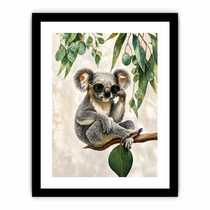 koala wall art canvas, stylish animal portrait artwork, eucalyptus koala painting, modern wildlife decor