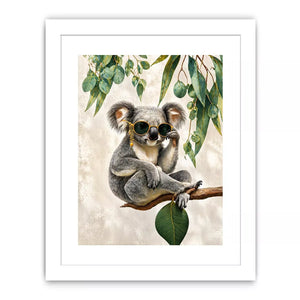 koala wall art canvas, stylish animal portrait artwork, eucalyptus koala painting, modern wildlife decor
