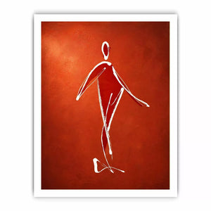 minimalist woman line art, abstract figure wall art, modern red canvas artwork, simple line drawing decor