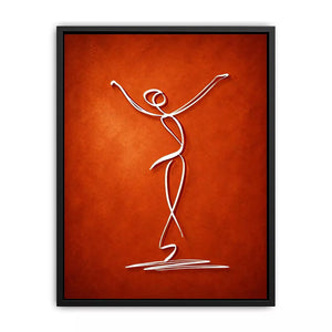 minimalist dancing figure art, abstract line art canvas, modern red wall art, expressive figure drawing decor
